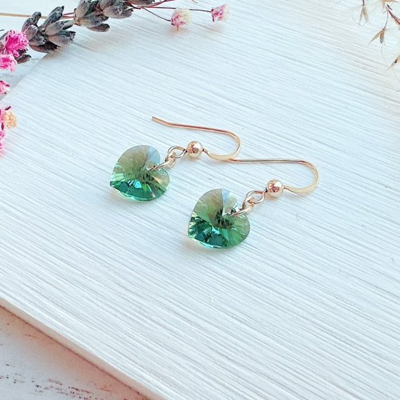 MM&H Designs Jewelry - 14k Gold-Filled Crystal Heart Earrings | Handmade in BC
